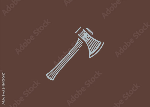 Minimalist Line Art Ancient Axe Logo – A sleek and minimal ancient-style axe, symbolizing strength, history, and craftsmanship.