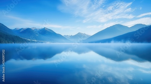 Wallpaper Mural A tranquil lake with mist rising from the surface in early morning. Torontodigital.ca