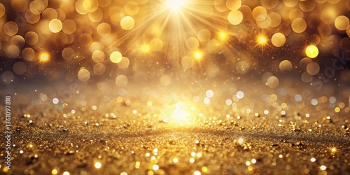 Luxurious gold glitter abstract background with shimmering light rays and vintage bokeh effects, golden, light rays