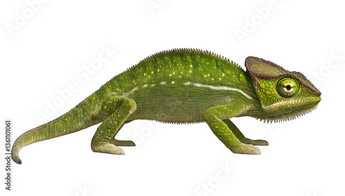 vibrant green lizard with a distinctive head shape showcasing it