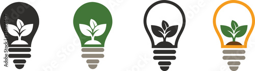 green energy light bulb symbol icon (png)
