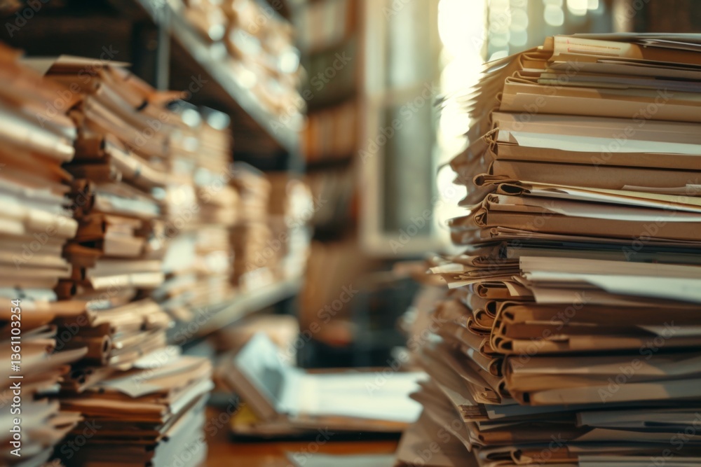 Collection of business analytics charts and graphs stacked on each other on paper on desk in office Collection of business analytics charts and graphs stacked on each other on paper on desk in office