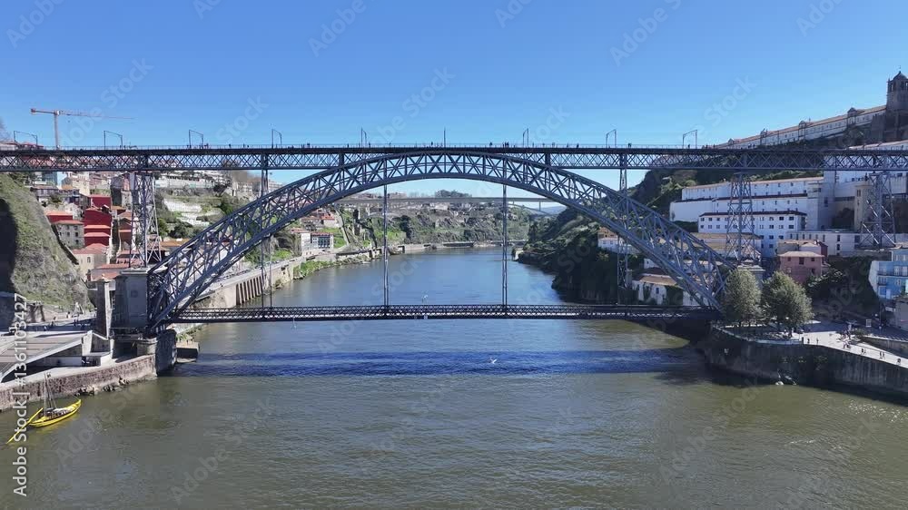 Luis I Bridge At Porto In Porto District Portugal. Downtown Landscape. Cultural Heritage. Old Town Scenery. Luis I Bridge At Porto In Portugal. Tourism Landmark. Luis I Bridge At Porto In Porto District Portugal. Downtown Landscape. Cultural Heritage. Old Town Scenery. Luis I Bridge At Porto In Portugal. Tourism Landmark.