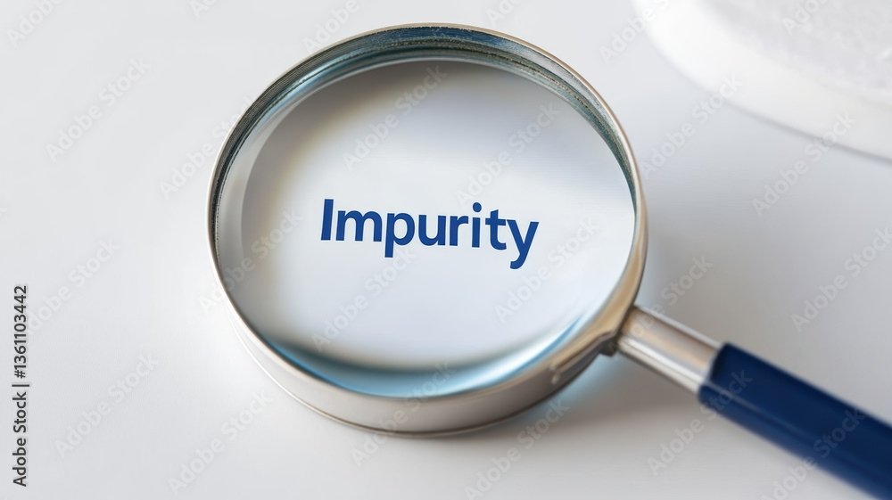 image showcases magnifying glass focusing on word Impurity, emphasizing importance of identifying contaminants through careful sampling image showcases magnifying glass focusing on word Impurity, emphasizing importance of identifying contaminants through careful sampling
