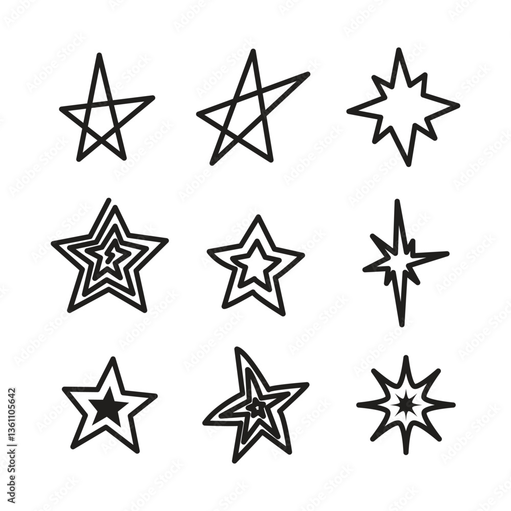 Handdrawn Star Doodle Vector Illustration Handdrawn Star Doodle Vector Illustration