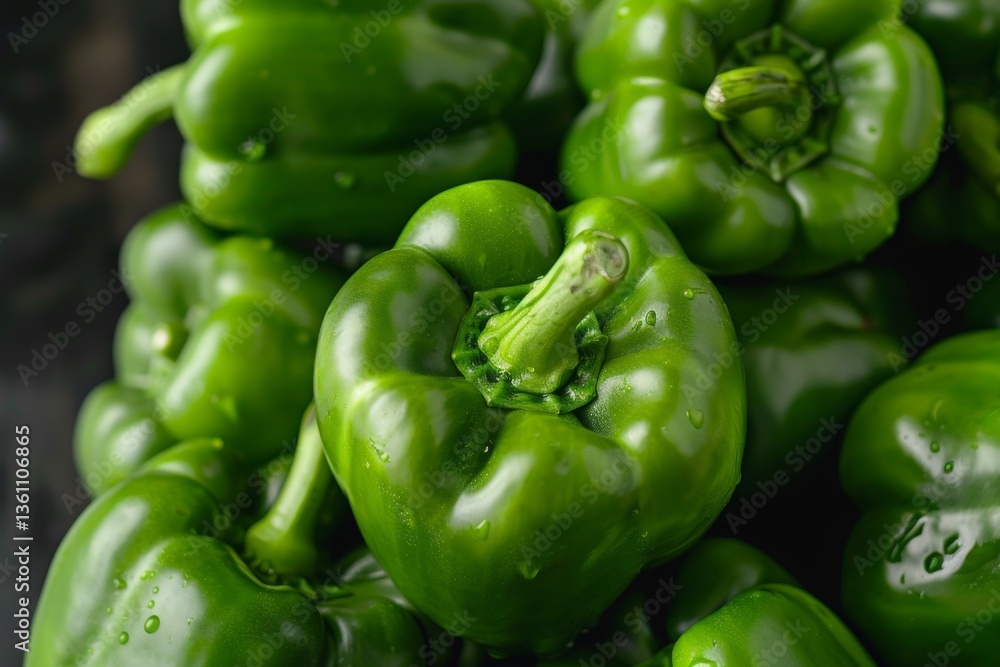 Green bell peppers stacked on each other background Green bell peppers stacked on each other background
