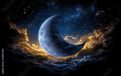 Night Moon Through Clouds