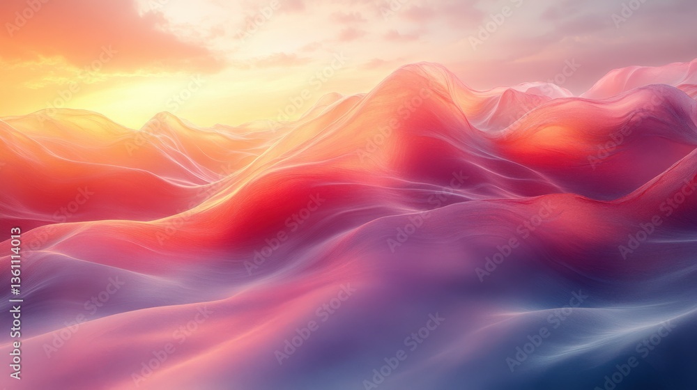 Obraz premium Serene Abstract Landscape with Soft Curves and Warm Sunset Hues