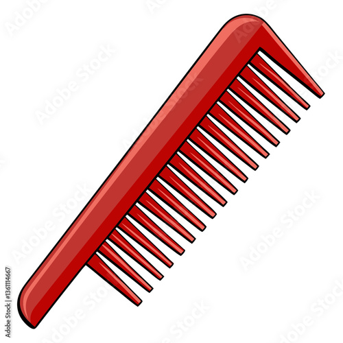 red hair comb with multiple teeth, designed for styling or detangling hair.