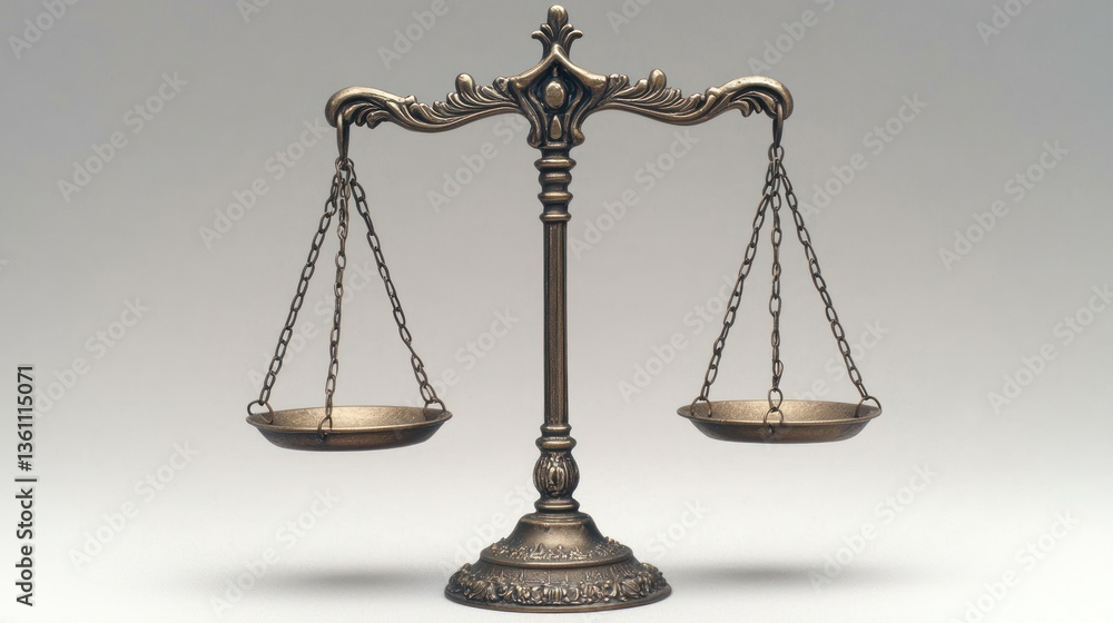 A close-up of justice scales, symbolizing fairness and balance A close-up of justice scales, symbolizing fairness and balance