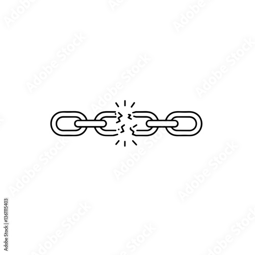 Broken chain symbolizing disconnect and disruption  