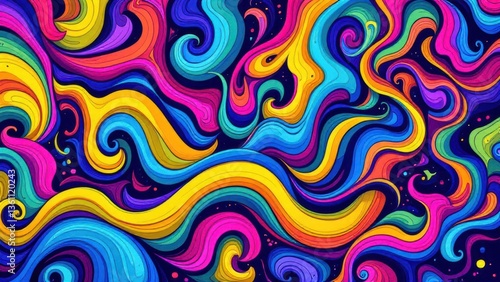 Wallpaper Mural A background with a complex abstract pattern, consisting of layers of bright colors that overlap and form dynamic lines. Note the details of the subtle color transitions and unique shapes. Torontodigital.ca