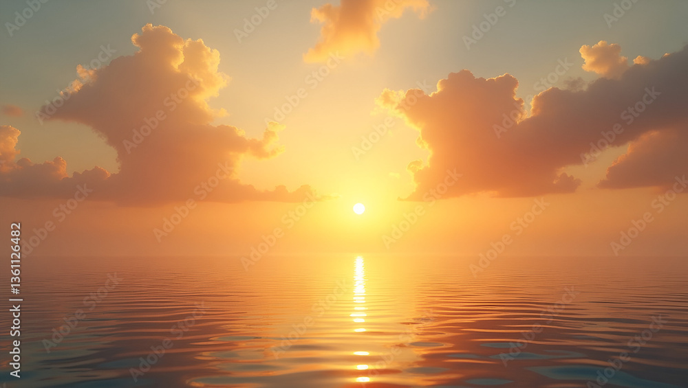 Fototapeta premium Golden Sunrise with Cumulus Clouds