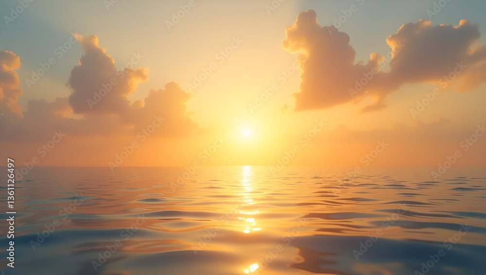 Fototapeta premium Golden Sunrise with Cumulus Clouds