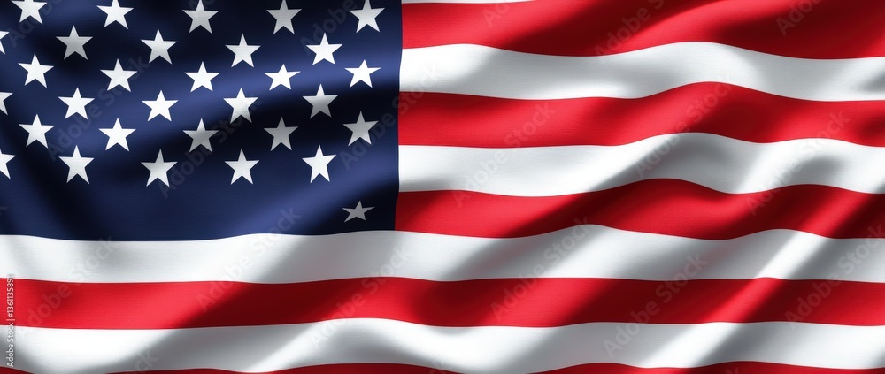 Naklejka premium Waving American flag in vibrant colors