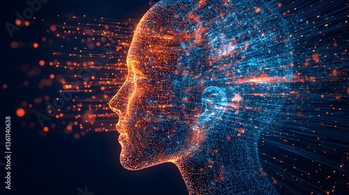 Holographic Intelligence Circuits and Data Streams Digital Abstract Concept