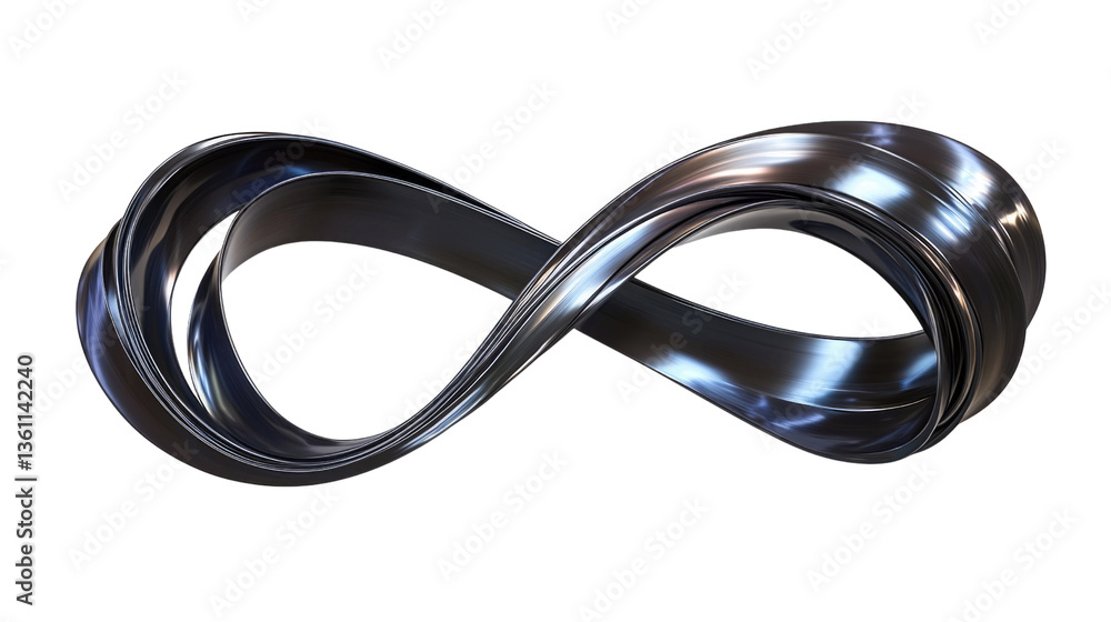 Elegant metallic infinity symbol with smooth curves, representing endless possibilities and concepts Elegant metallic infinity symbol with smooth curves, representing endless possibilities and concepts