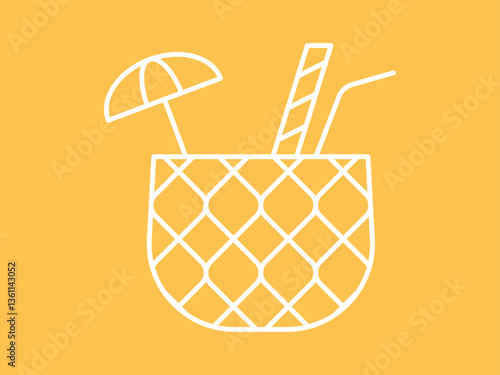 Pina colada icon. Summer vector icon concept. Simple vector line icon.