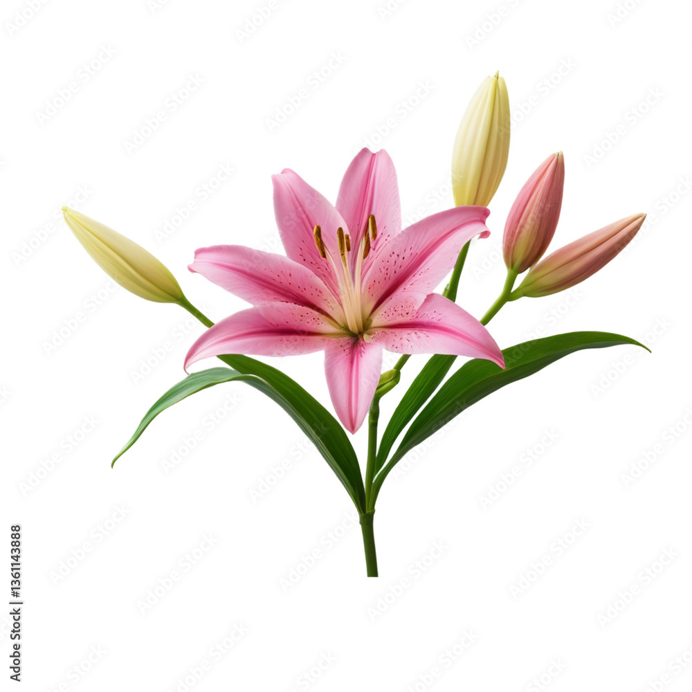Fototapeta premium pink lily on white background