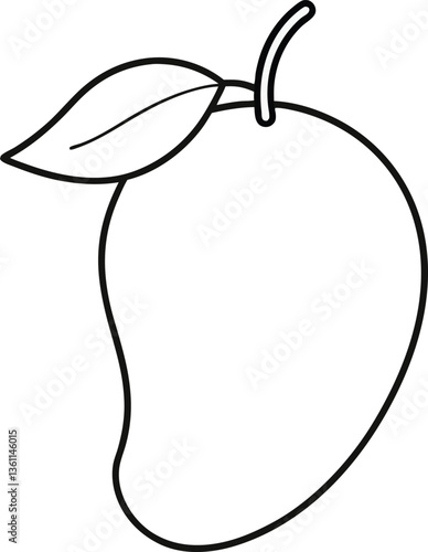African mango outline icon on white background.