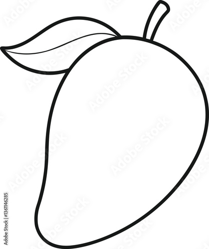 African mango outline icon on white background.