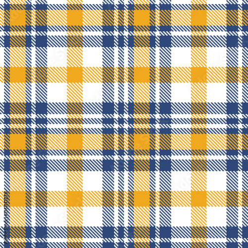 Cool White Seamless Tartan with Warm Prussian Blue accents Textile Design