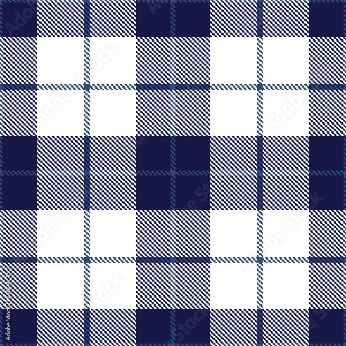 Deep Prussian Blue Seamless Tartan with Dusty Navy Blue accents Textile Design
