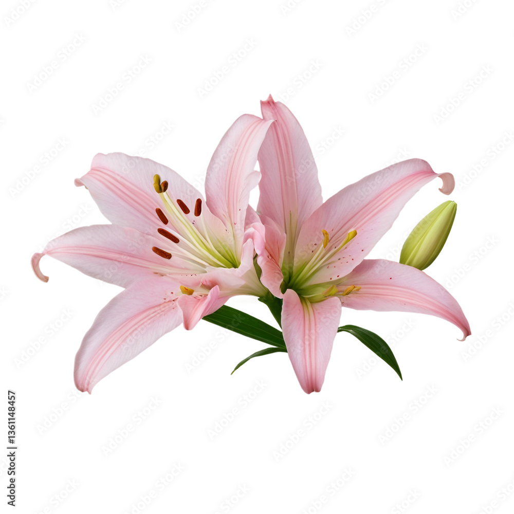 Fototapeta premium pink lily on white background