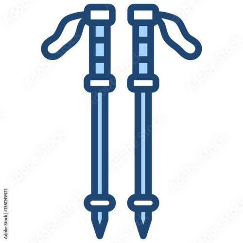 Trekking Pole Icon Lineal Blue Style