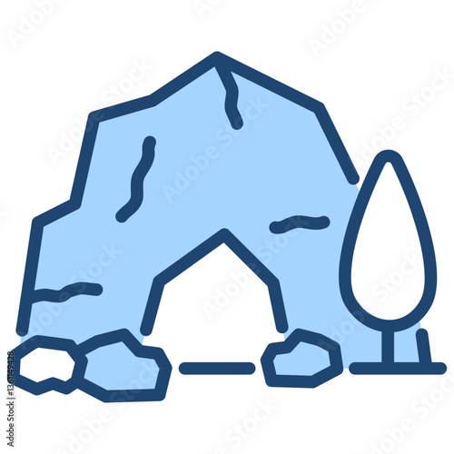 Cave Icon Lineal Blue Style
