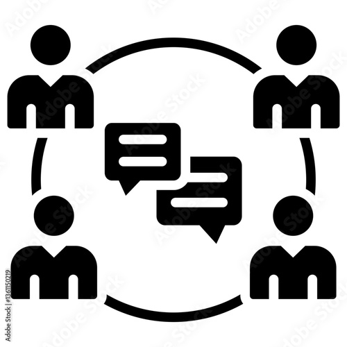 Group Chat Icon Black Style