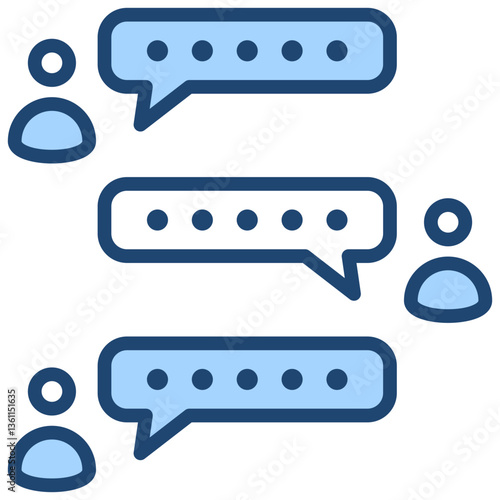 Message Thread Icon Lineal Blue Style