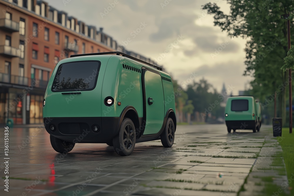 Green Electric Cargo Van for Urban Delivery - Eco-Friendly Transport Green Electric Cargo Van for Urban Delivery - Eco-Friendly Transport
