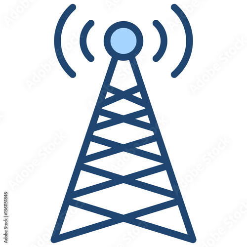 Broadcast Tower Icon Lineal Blue Style