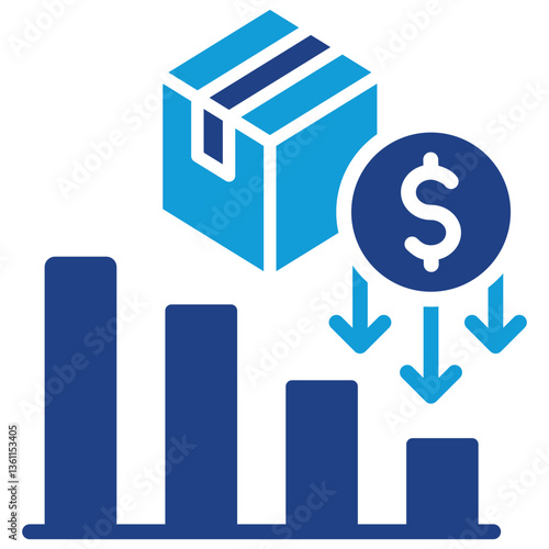 Cost Reduction Icon Dual Tone Color Style