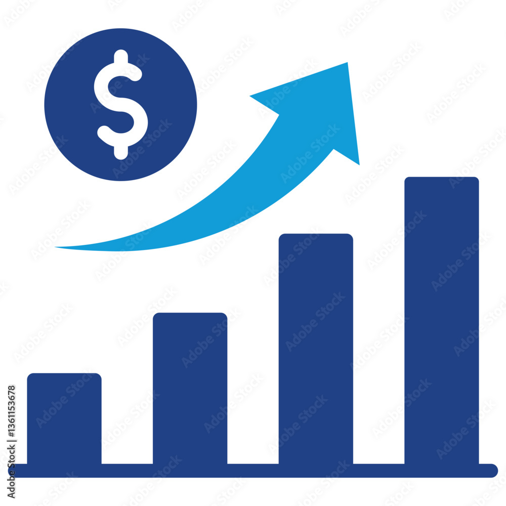 Revenue Growth Icon Dual Tone Color Style Revenue Growth Icon Dual Tone Color Style
