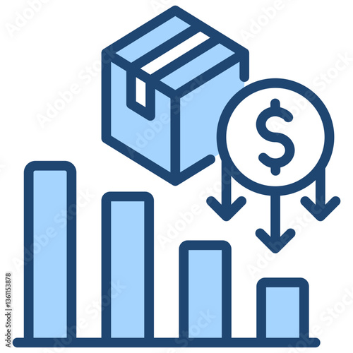 Cost Reduction Icon Lineal Blue Style