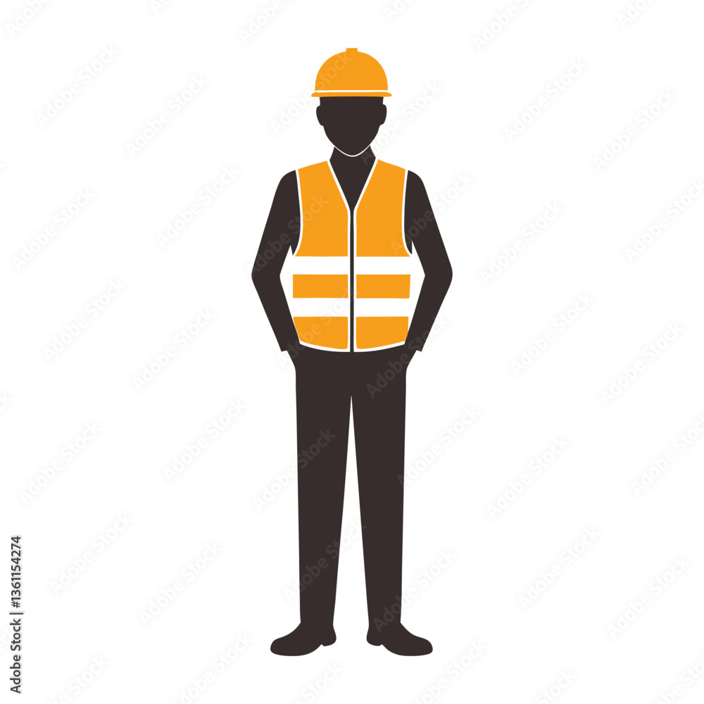 Construction Worker Standing Pose Vector Illustration Construction Worker Standing Pose Vector Illustration