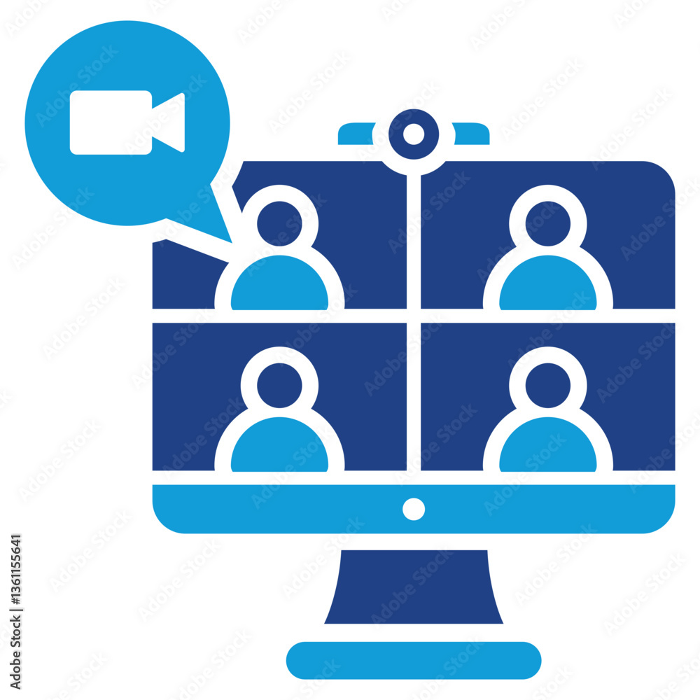 Virtual Meeting Icon Dual Tone Color Style Virtual Meeting Icon Dual Tone Color Style