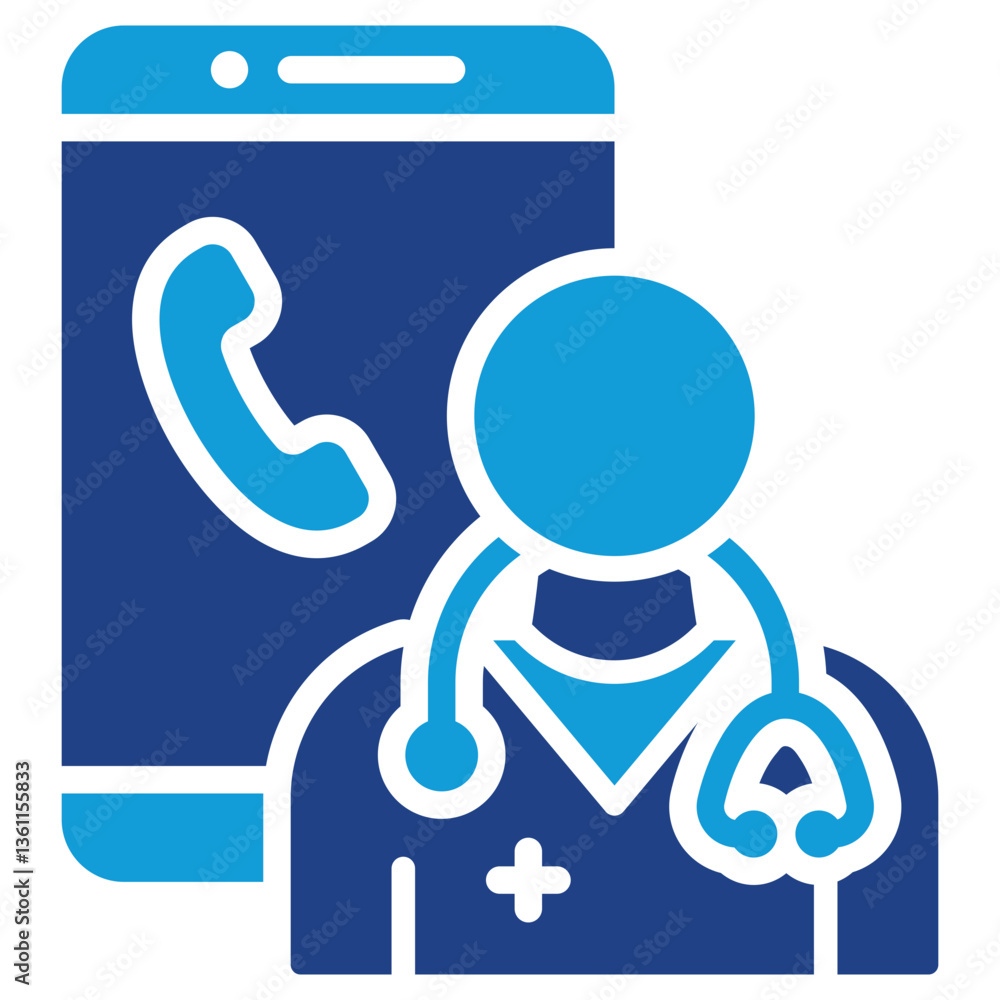 Telemedicine Icon Dual Tone Color Style Telemedicine Icon Dual Tone Color Style