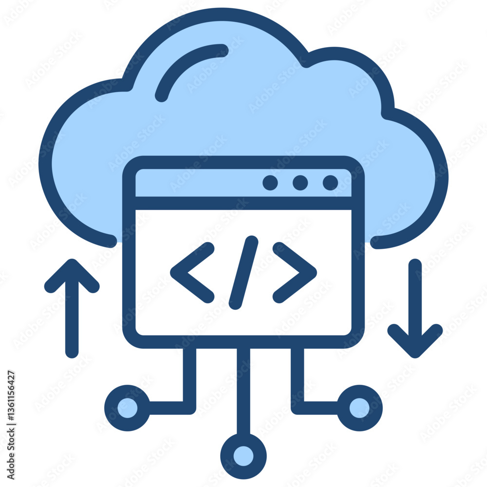 Cloud Deployment Icon Lineal Blue Style Cloud Deployment Icon Lineal Blue Style