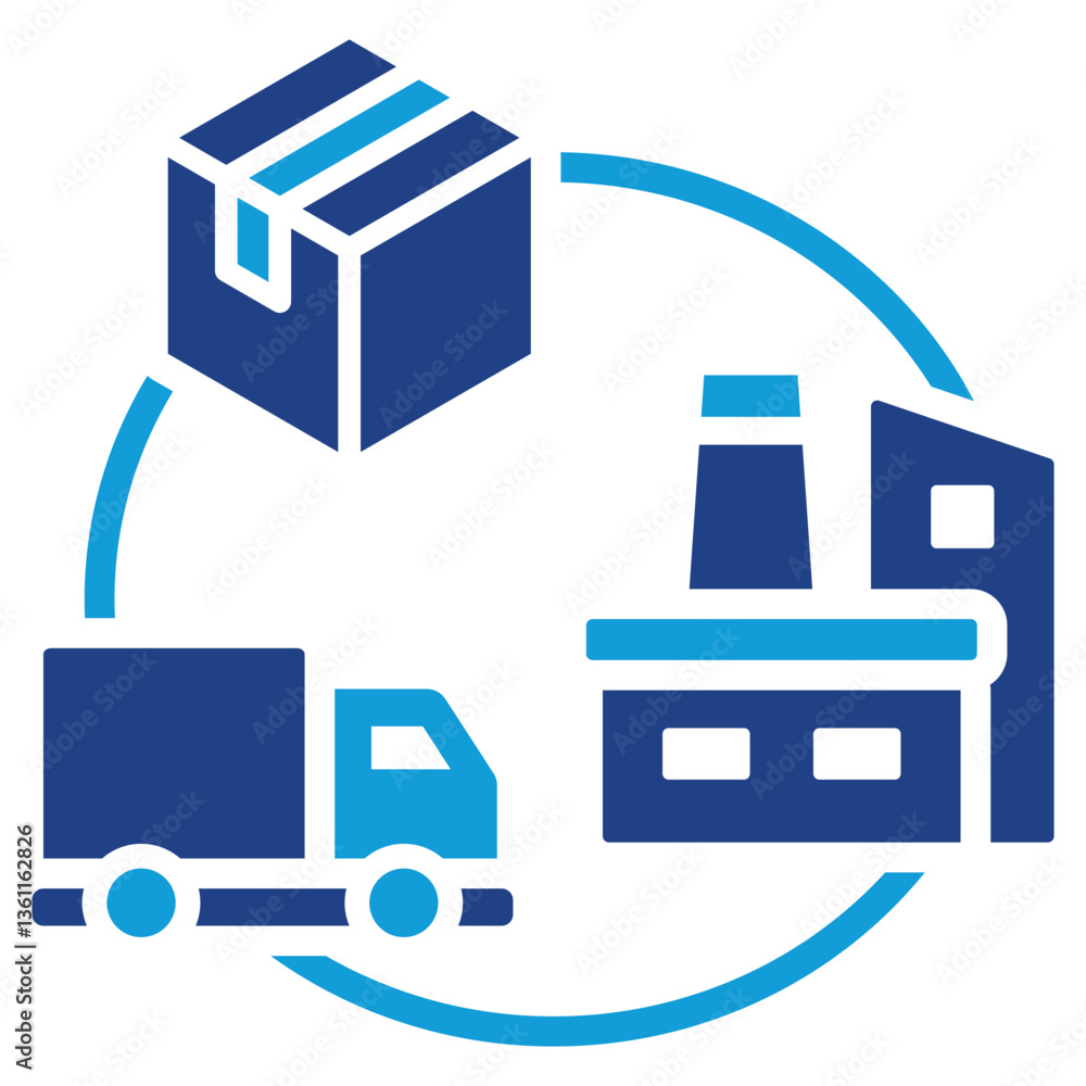 Supply Chain Icon Dual Tone Color Style Supply Chain Icon Dual Tone Color Style