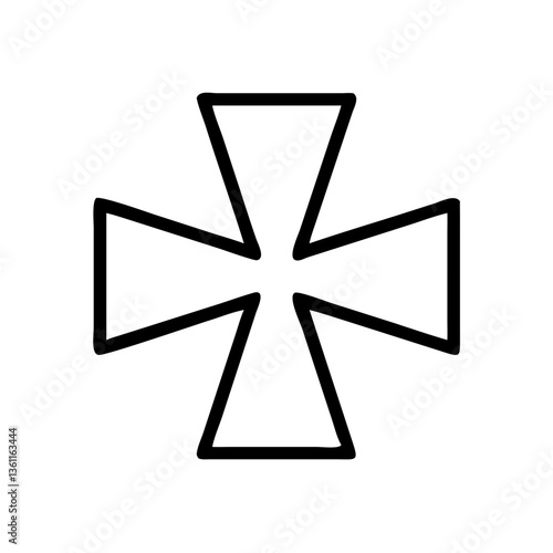 A bold, simple cross design, a timeless symbol of faith and hope, rendered in stark black lines against a bright white background.