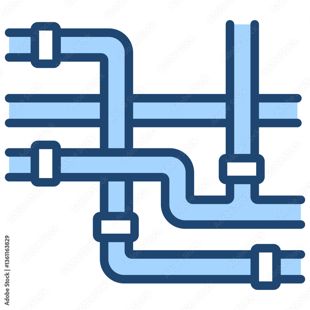 Pipe Network Icon Lineal Blue Style Pipe Network Icon Lineal Blue Style
