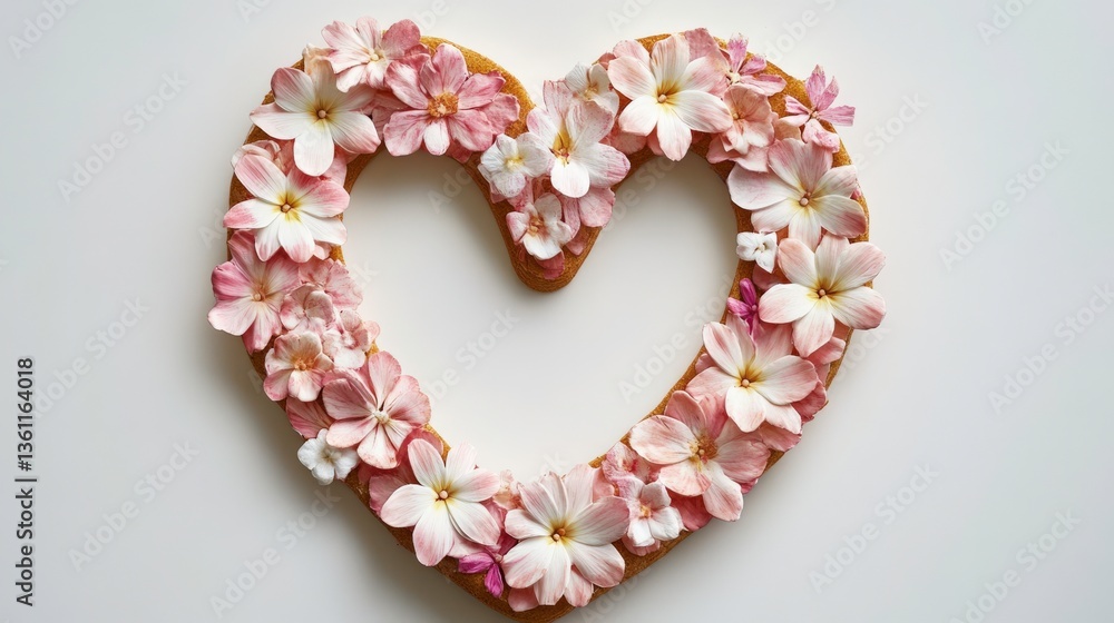 Heart-Shaped Floral Arrangement on White Background Heart-Shaped Floral Arrangement on White Background