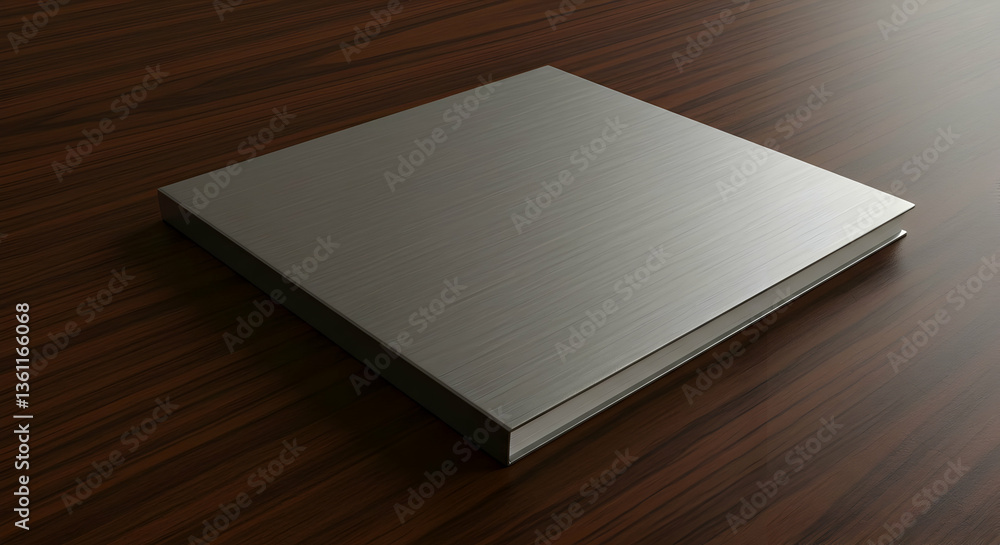 Fototapeta premium Silver Book Mockup On Wooden Table