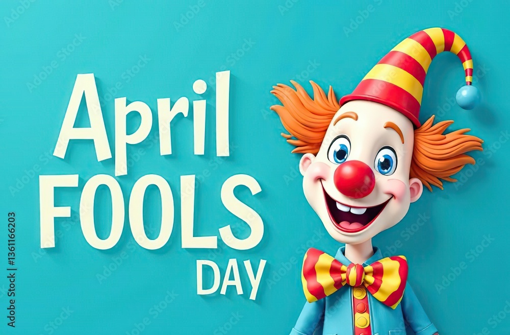 Fototapeta premium april fools day vector banner with clown hat
