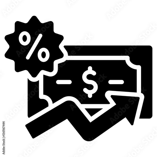 Inflation Rate Icon Black Style