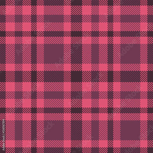 Modern Seamless Tartan in Neon Deep Rose tones Textile Design Variant 2488