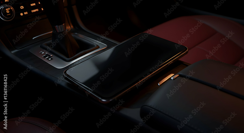 Modern Car Interior Dashboard With Smartphone Modern Car Interior Dashboard With Smartphone